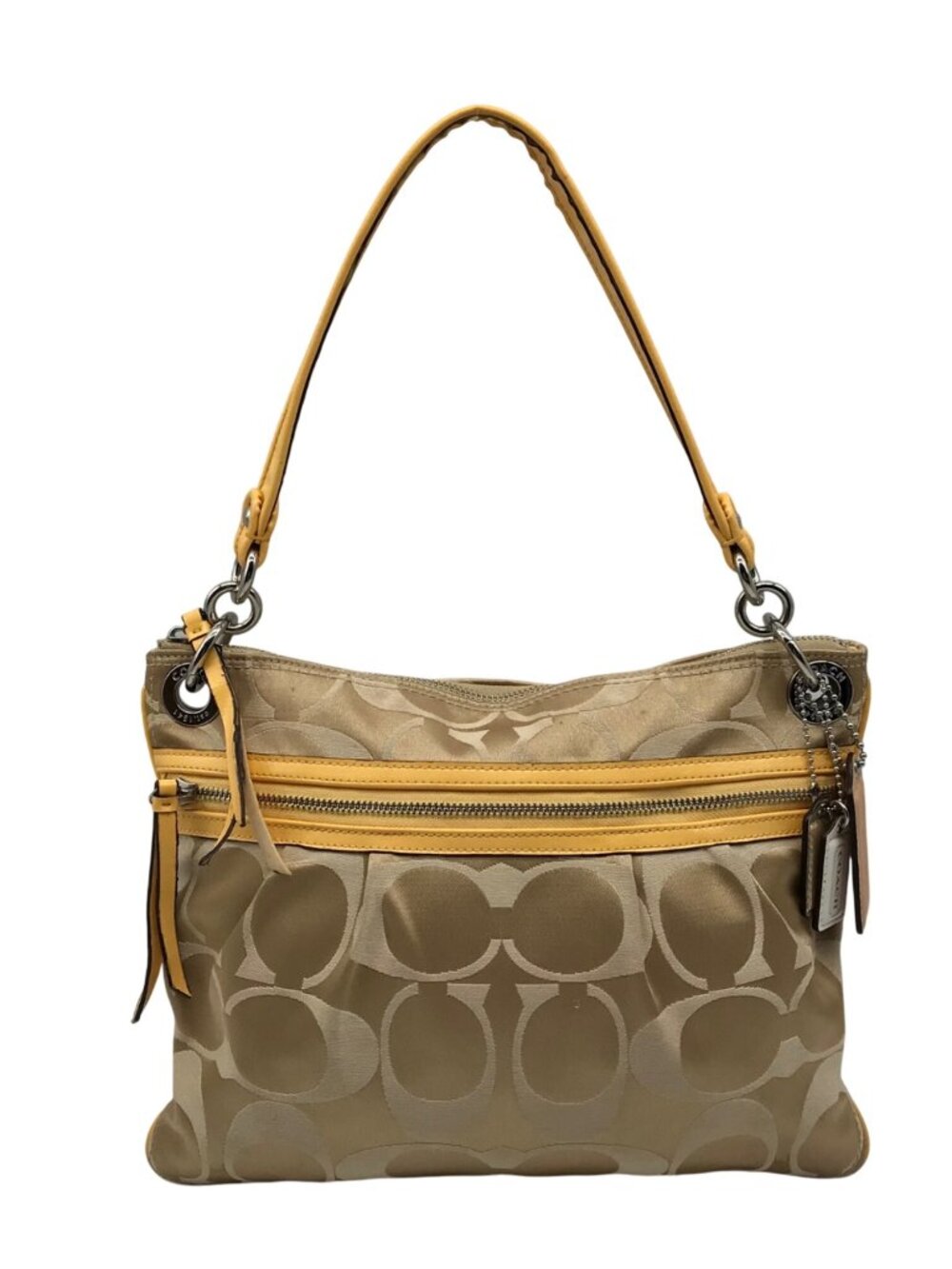 Coach Khaki and Yellow Signature Canvas Convertible Crossbody Bag 19698